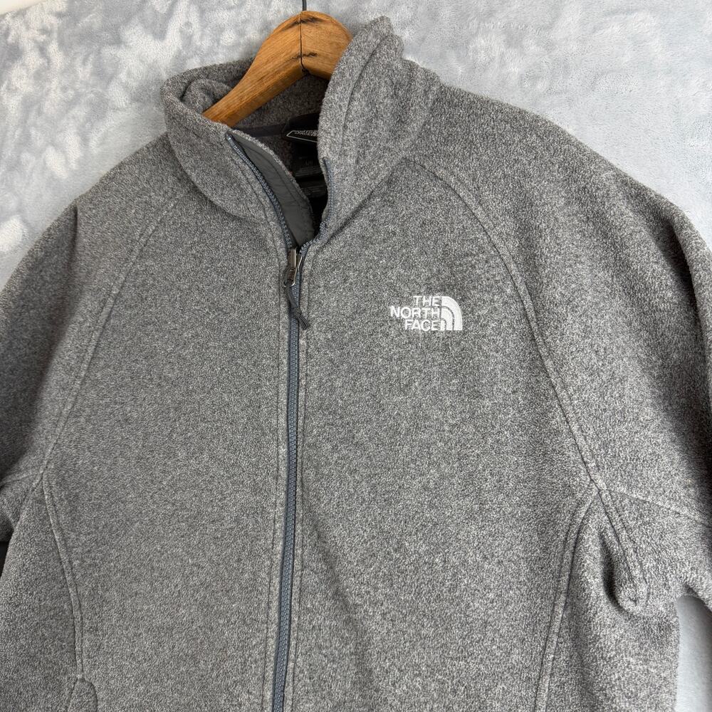 The North Face Mens Gray Full Zip‎ Fleece Jacket Mock Neck Size L Athleisure